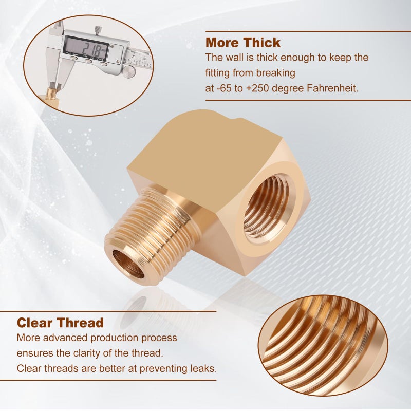 Boeray 2pcs 1/8â€ Brass Fittings 90 Degree Barstock Street Elbow 1/8" NPT Male Pipe to 1/8" NPT Female Pipe Elbow Forged Brass Pipe Fittings - Image 4